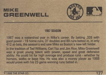1988-89 Star Gold #127 Mike Greenwell Back