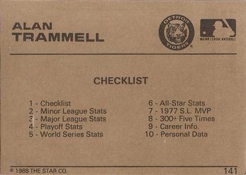 1988-89 Star Gold #141 Alan Trammell Back