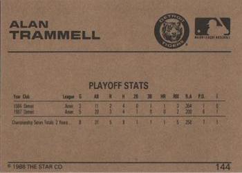 1988-89 Star Gold #144 Alan Trammell Back
