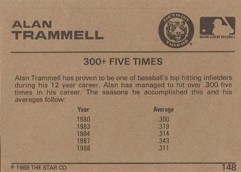 1988-89 Star Gold #148 Alan Trammell Back