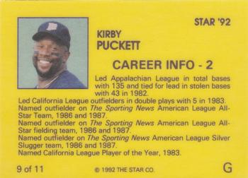 1992 Star Kirby Puckett #9 Kirby Puckett Back