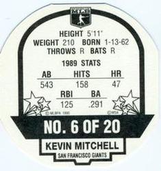 1990 MSA Super Stars Discs #6 Kevin Mitchell Back
