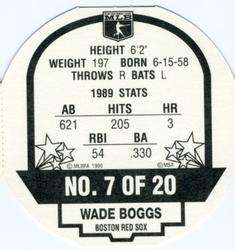1990 MSA Super Stars Discs #7 Wade Boggs Back