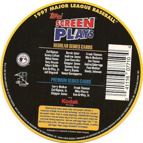 1997 Topps Screenplays - Discs #NNO Barry Bonds Back