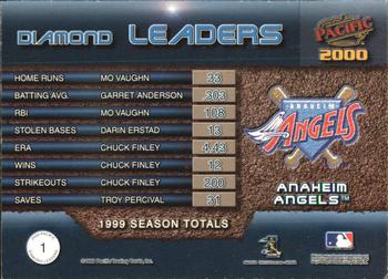 2000 Pacific - Diamond Leaders #1 Garret Anderson / Chuck Finley / Troy Percival / Mo Vaughn Back