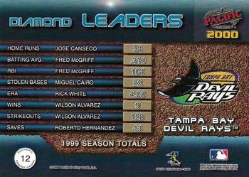 2000 Pacific - Diamond Leaders #12 Jose Canseco / Roberto Hernandez / Fred McGriff Back
