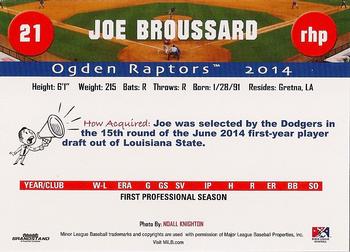 2014 Grandstand Ogden Raptors #NNO Joe Broussard Back