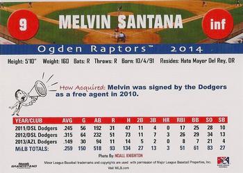2014 Grandstand Ogden Raptors #NNO Melvin Santana Back