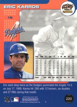 2000 Pacific - Ruby #220 Eric Karros  Back