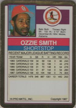 1988 Action Packed Test Issue #NNO Ozzie Smith Back