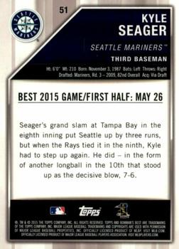 2015 Bowman's Best - Atomic Refractor #51 Kyle Seager Back