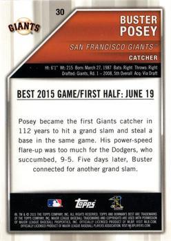2015 Bowman's Best - Gold Refractor #30 Buster Posey Back