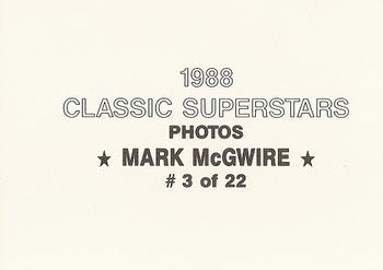 1988 Classic Superstars Photos (unlicensed) #3 Mark McGwire Back