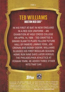 2015 Topps - First Home Run (Series Two) #FHR-5 Ted Williams Back