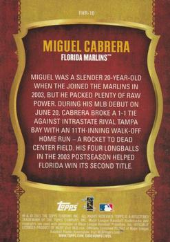 2015 Topps - First Home Run (Series Two) #FHR-10 Miguel Cabrera Back