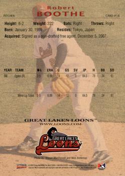 2009 Choice Great Lakes Loons #18 Robert Boothe Back