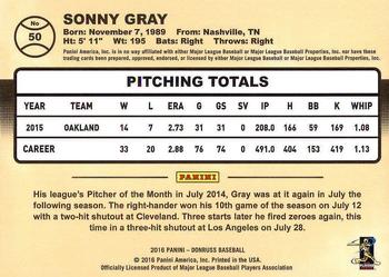 2016 Donruss #50 Sonny Gray Back