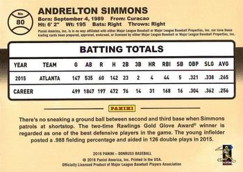 2016 Donruss #80 Andrelton Simmons Back