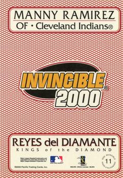 2000 Pacific Invincible - Kings of the Diamond #11 Manny Ramirez  Back