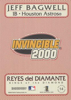 2000 Pacific Invincible - Kings of the Diamond #14 Jeff Bagwell  Back