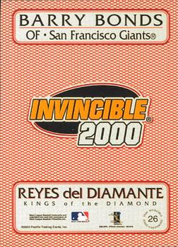 2000 Pacific Invincible - Kings of the Diamond #26 Barry Bonds  Back