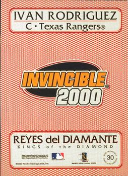 2000 Pacific Invincible - Kings of the Diamond #30 Ivan Rodriguez  Back
