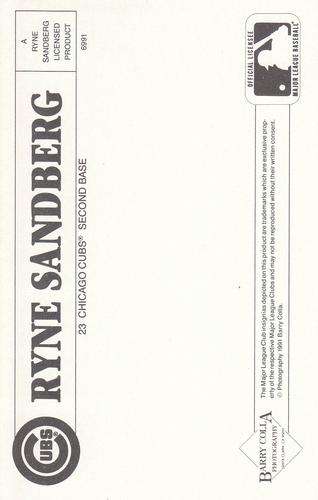 1991 Barry Colla Ryne Sandberg Postcards #6961 Ryne Sandberg Back
