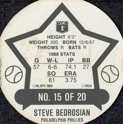 1989 Super Stars Discs #15 Steve Bedrosian Back