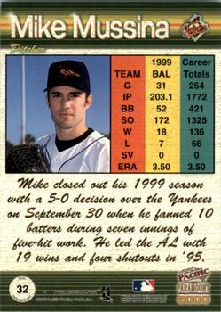 2000 Pacific Paramount - Green #32 Mike Mussina  Back