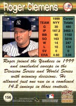 2000 Pacific Paramount - Green #156 Roger Clemens  Back