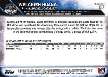 2016 Topps Pro Debut #87 Wei-Chieh Huang Back