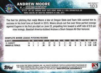 2016 Topps Pro Debut #103 Andrew Moore Back