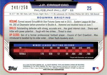 2015 Bowman Draft - Chrome Purple Refractors #25 J.P. Crawford Back