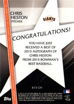 2015 Bowman's Best - Best of 2015 Autographs #B15-CH Chris Heston Back