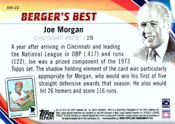2016 Topps - Berger's Best (Series 1) #BB-22 Joe Morgan Back