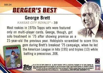 2016 Topps - Berger's Best (Series 1) #BB-24 George Brett Back