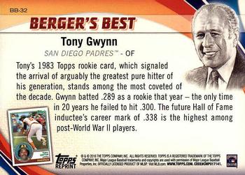 2016 Topps - Berger's Best (Series 1) #BB-32 Tony Gwynn Back