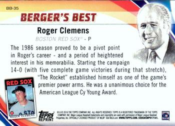 2016 Topps - Berger's Best (Series 1) #BB-35 Roger Clemens Back