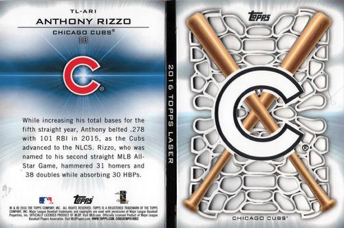 2016 Topps - Topps Laser #TL-ARI Anthony Rizzo Back