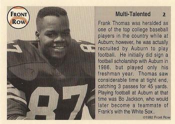 1992 Front Row Frank Thomas #2 Frank Thomas Back