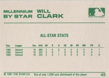 1991 Star Millennium #49 Will Clark Back