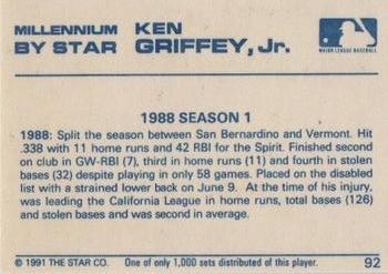 1991 Star Millennium #92 Ken Griffey, Jr. Back