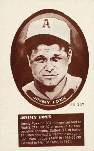 1975 Sport Hobbyist #SH107 Jimmie Foxx Front