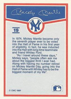 1989 CMC Mickey Mantle Baseball Card Kit #19 Mickey Mantle Back