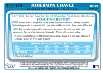 2011 Bowman - Chrome Prospects Purple Refractors #BCP29 Johermyn Chavez Back