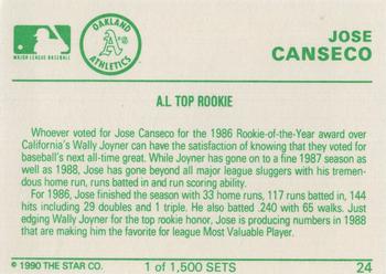 1990 Star Gold #24 Jose Canseco Back