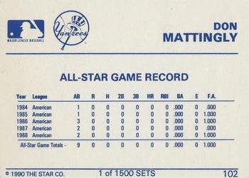 1990 Star Gold #102 Don Mattingly Back