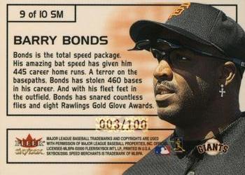 2000 SkyBox - Speed Merchants Star Rubies #9SM Barry Bonds  Back