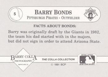 1991 The Colla Collection Barry Bonds #5 Barry Bonds Back