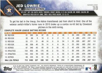 2016 Topps - Rainbow Foil #38 Jed Lowrie Back
